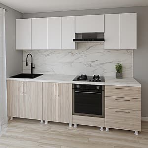 Кухня Smartex K4 260 см Белый / Дуб Светлый