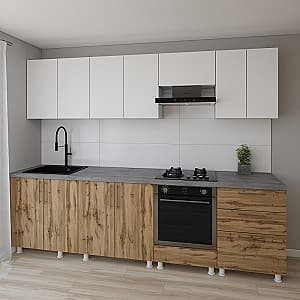 Кухня Smartex K4 280 см Белый / Дуб Темный