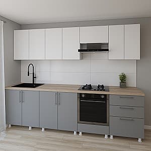 Bucatarie Smartex K4 280 cm Alb / Grafit