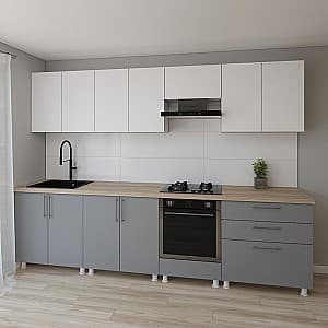 Bucatarie Smartex K4 300 cm Alb / Grafit