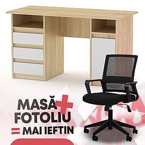 Офисный стол KompaniT Декан-2 дуб Комби + Кресло Waltz OC-833