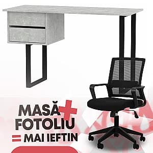 Офисный стол KompaniT Лофт-3 Ателье Светлый (Серый) + Кресло Waltz OC-833