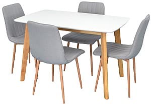 Набор стол и стулья Evelin Cooper White / Bella Beech + 4 стула XR-154 WO / Light Grey 3