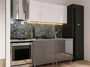 Bucatarie PS Mini (High Gloss) 1.6 m White/Grey