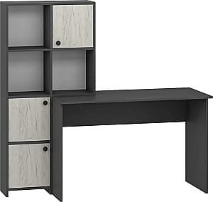 Masa de birou MG-Plus Larry Gri Grafit / Stejar Kraft Alb