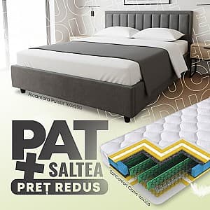Кровать Alcantara Pulsar 1.6 м Темно-Серый + Матрас Salt Confort Clasic 160x200