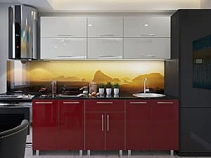 Bucatarie PS Modern (High Gloss) 2m White/Bordo