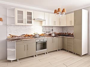Bucatarie PS 3.4x1.7 m Bianco Matt/Cappuccino