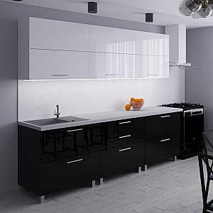 Bucatarie PS Blum (High Gloss) 2.4 m White/Black
