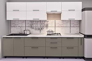 Кухня PS Квадро (Trendy Panel) 3 м White(Белый)/New Grey(Серо-Коричневый)
