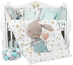 Lenjerie de pat pentru copii PernaMea Cosita Iepuras Turcoaz (8 piese)