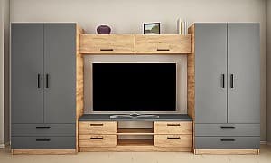 Стенка PS Ира Z (ТВ-1.8 м) 3.8 м Дуб Золотой / Графит Серый