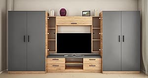 Стенка PS Рома Z (ТВ-1.2 м) 4.2 м Дуб Золотой / Графит Серый
