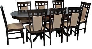 Set de masa cu scaune Evelin HV-31N Chocolate + 8 scaune Deepa R Chocolate / NV-3WP Beige