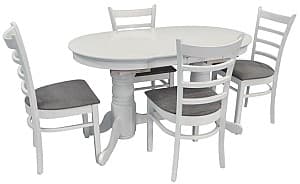 Набор стол и стулья Evelin HV-31N White + 4 стула COCO White / NV-10WP Grey