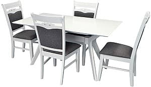 Набор стол и стулья Evelin Raffles Rectangular White + 4 стула HV-3167 White / NV-10WP Grey