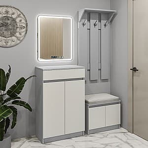 Antreu PS AY-59 + OBY-70 + Oglinda 70 LED Gri / Gri Deschis