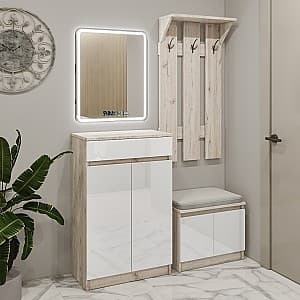 Прихожая PS AX-59 + OBX-70 + Зеркало 70 LED Дуб Кортон / Белый