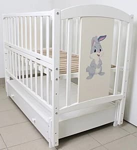 Кроватка Kuzea Кролик Белый на маятнике с ящиком