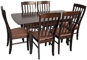 Set de masa cu scaune Evelin HV-29V Chocolate + 6 scaune Wenyi Chocolate / F-789 (Maro)