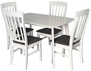 Set de masa cu scaune Evelin COOPER White (Alb) + 4 scaune Wenyi White (Alb) / NV-10WP Grey (Gri)