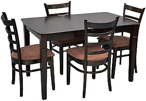 Set de masa cu scaune Evelin HV-27V Chocolate + 4 scaune COCO Chocolate / F-789 Brown