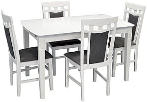 Набор стол и стулья Evelin HV-27V White + 4 стула Deepa R White / NV-10WP Grey