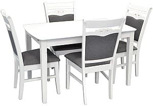 Набор стол и стулья Evelin HV-27V White + 4 стула HV 3167 White / NV-10WP Grey