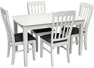 Set de masa cu scaune Evelin HV-27V White + 4 scaune Wenyi White / NV-10WP Grey