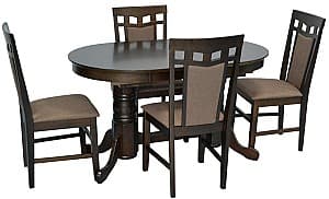 Набор стол и стулья Evelin HV-31N Chocolate + 4 стула Deepa R Chocolate / Ekea12 Dark Brown