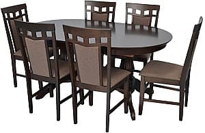 Набор стол и стулья Evelin HV-33V Chocolate + 6 стульев Deepa R Chocolate / Ekea12 Dark Brown