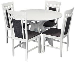 Набор стол и стулья Evelin Raffles Round White + 4 стула Deepa R White / NV-10WP Grey