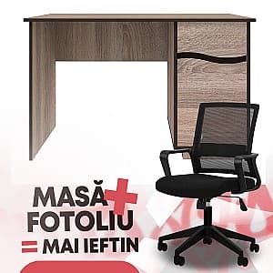 Masa de birou Yasen Geneva 1200x755x600 (Stejar Sonoma Trufa) + Fotoliu Waltz OC-833