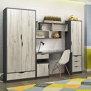 Mobila camera copii Yasen Disney Nr.3 Gri Grafit / Stejar Kraft Alb