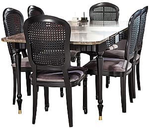 Set de masa cu scaune Modalife Urla + 6 scaune Negru