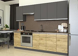 Bucatarie Yasen Madera 2.4 m Grafit Gri / Stejar Kraft Auriu