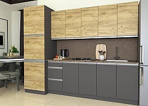 Bucatarie Yasen Madera 2.6 m Stejar Kraft Auriu / Grafit Gri