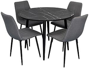 Набор стол и стулья Evelin DT 402-6 B (Черный) + 4 стула XR-154B Grey 5 (Серый)