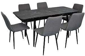 Set de masa cu scaune Evelin DT 431-3R B + 4 scaune XR-154 B / Grey 5 (Gri)