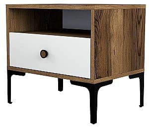 Прикроватная тумбочка Trendy Lizbon 530 Орех (Коричневый)/Белый