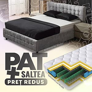 Pat Ambianta Rio 1.8 m Gri Deschis + Saltea Salt Confort Lux 180x200