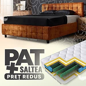 Кровать Ambianta Rio 1.4 м Кирпичный + Матрас Salt Confort Clasic 140x200