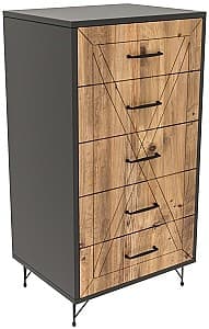 Comoda Trendy Planeta Antracit (Gri)/Stejar (Maro)