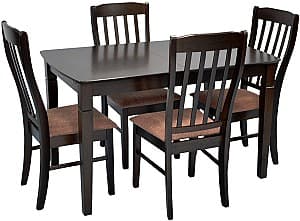 Набор стол и стулья Evelin HV-27V Chocolate + 4 стула Wenyi Chocolate / F-789 Brown