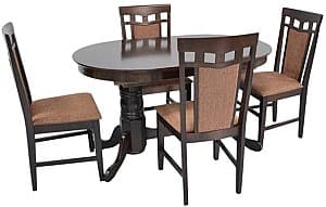 Set de masa cu scaune Evelin HV-31N Chocolate + 4 scaune Deepa R Chocolate / F-789 Brown
