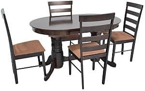 Набор стол и стулья Evelin HV-31N Chocolate + 4 стула Gloria Chocolate / F-789 Brown