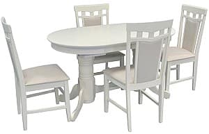 Set de masa cu scaune Evelin HV-31N Light Creme + 4 scaune Deepa R Light Creme / NV-1WP