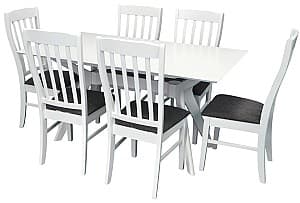 Набор стол и стулья Evelin Raffles Rectangular White + 6 стульев Wenyi White / NV-10WP Grey