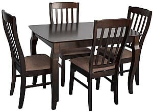 Набор стол и стулья Evelin HV-29V Chocolate + 4 стула Wenyi Chocolate / Ekea12 Dark Brown