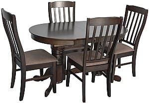 Набор стол и стулья Evelin HV-31N Chocolate + 4 стула Wenyi Chocolate / Ekea12 Dark Brown